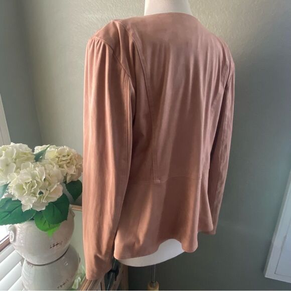NWOT Anthropologie Hutch Draped Faux Suede Jacket Neutral Beige Large - Picture 14 of 16